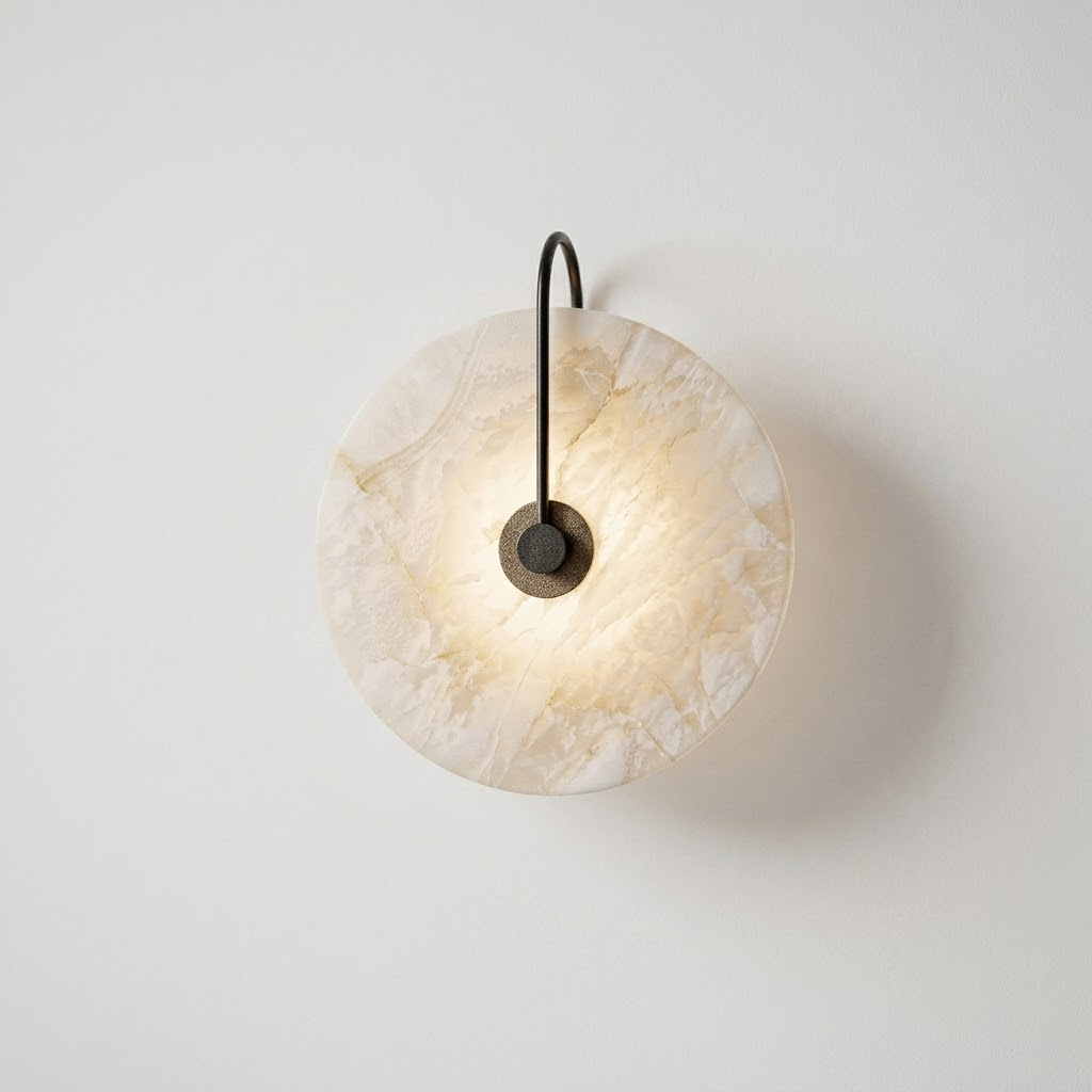 Modern Alabaster Wall Light with Elegant Circle Design