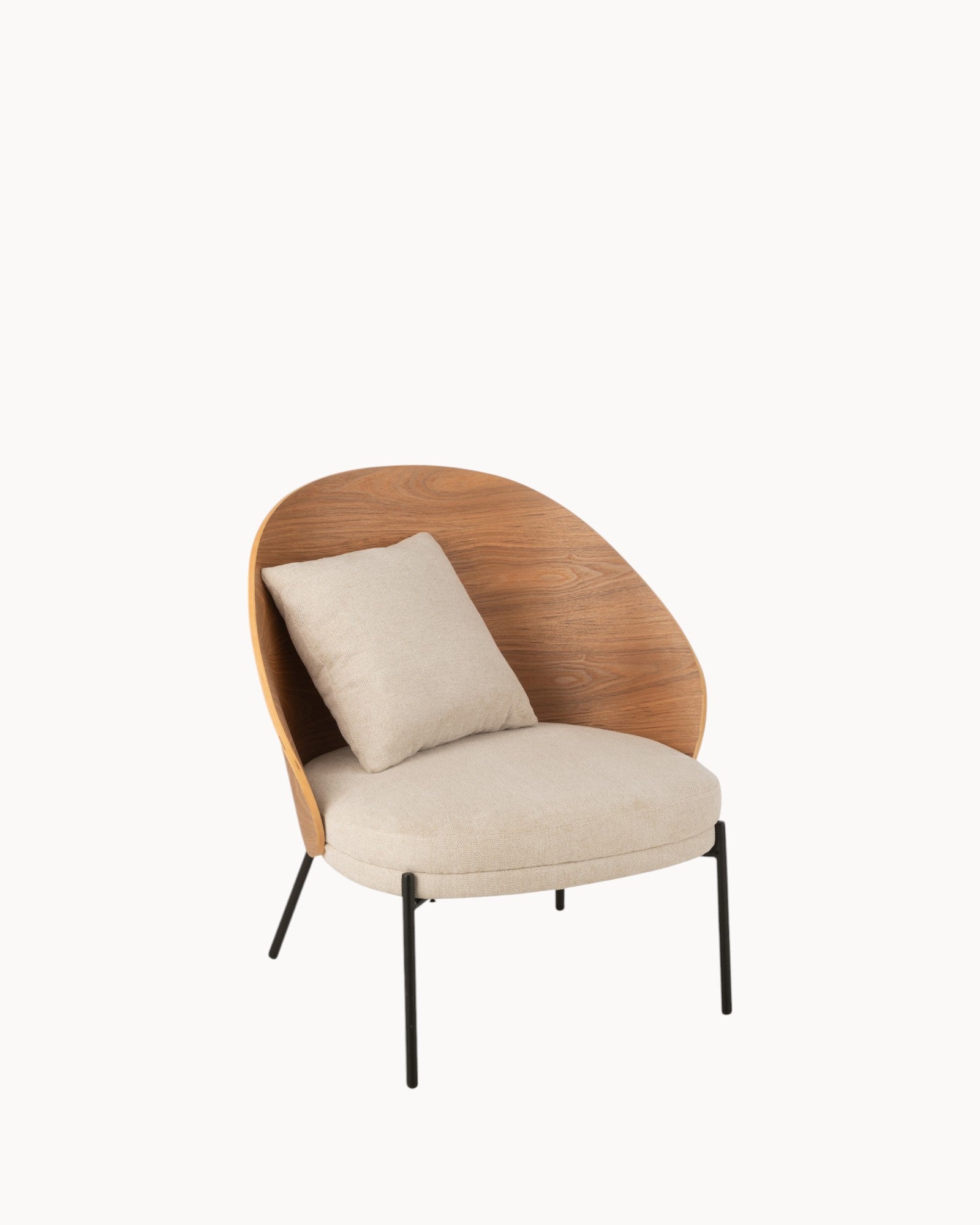 Lone Comfort Lounge Chair - Wood & Metal - 77x72x82 cm - Beige/Natural