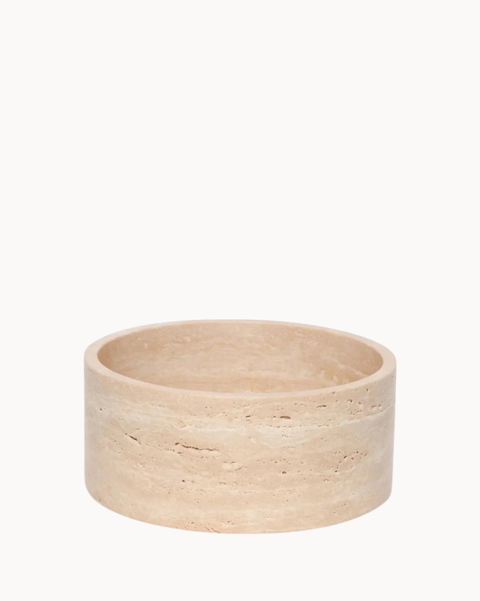 Lio Travertine Bowl - Beige Natural Stone - 24cm Diameter - Modern Design