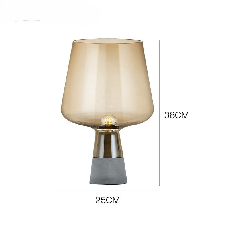 Modern Minimalist Smoked Glass Table Lamp with Concrete Base