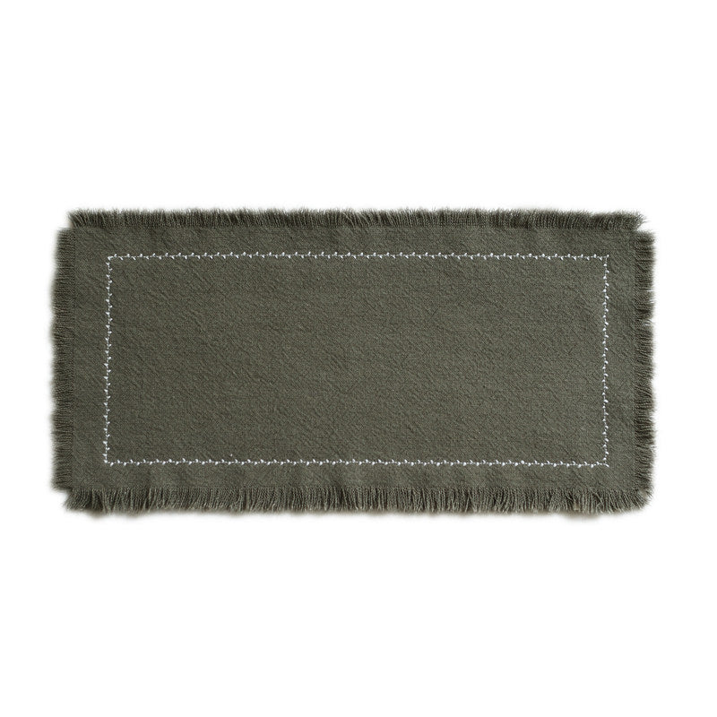 Embroidered Double-Layer Linen-Cotton Coaster and Tea Table Runner