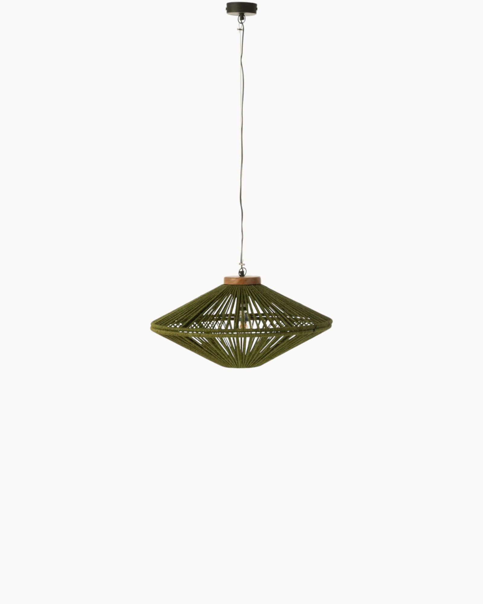 J-Line Hanging Lamp Ovni - Green Metal/Jute - Small Size
