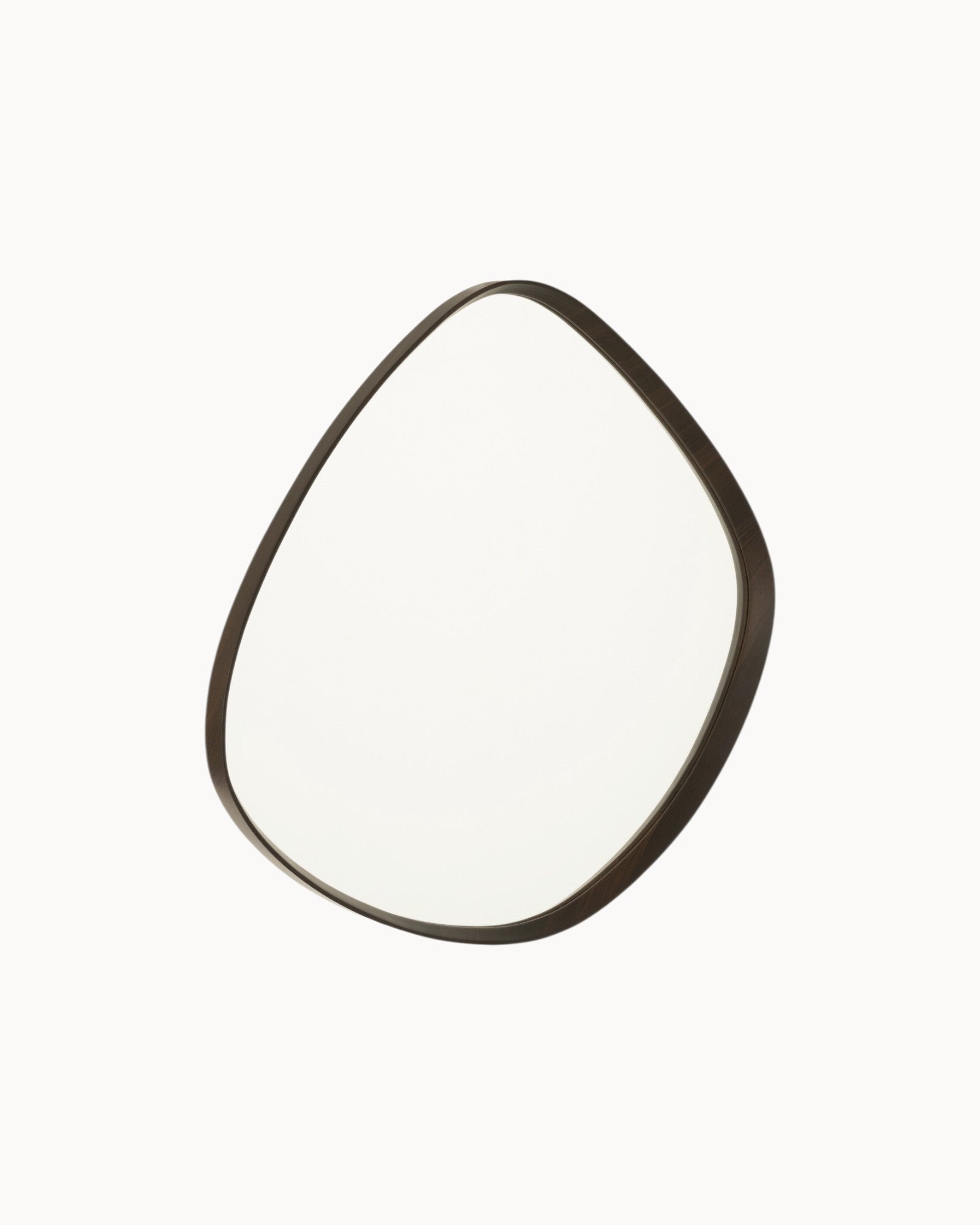 Hanging Mirror - Abstract Design - Dark Brown Wooden Frame - 70x61 cm