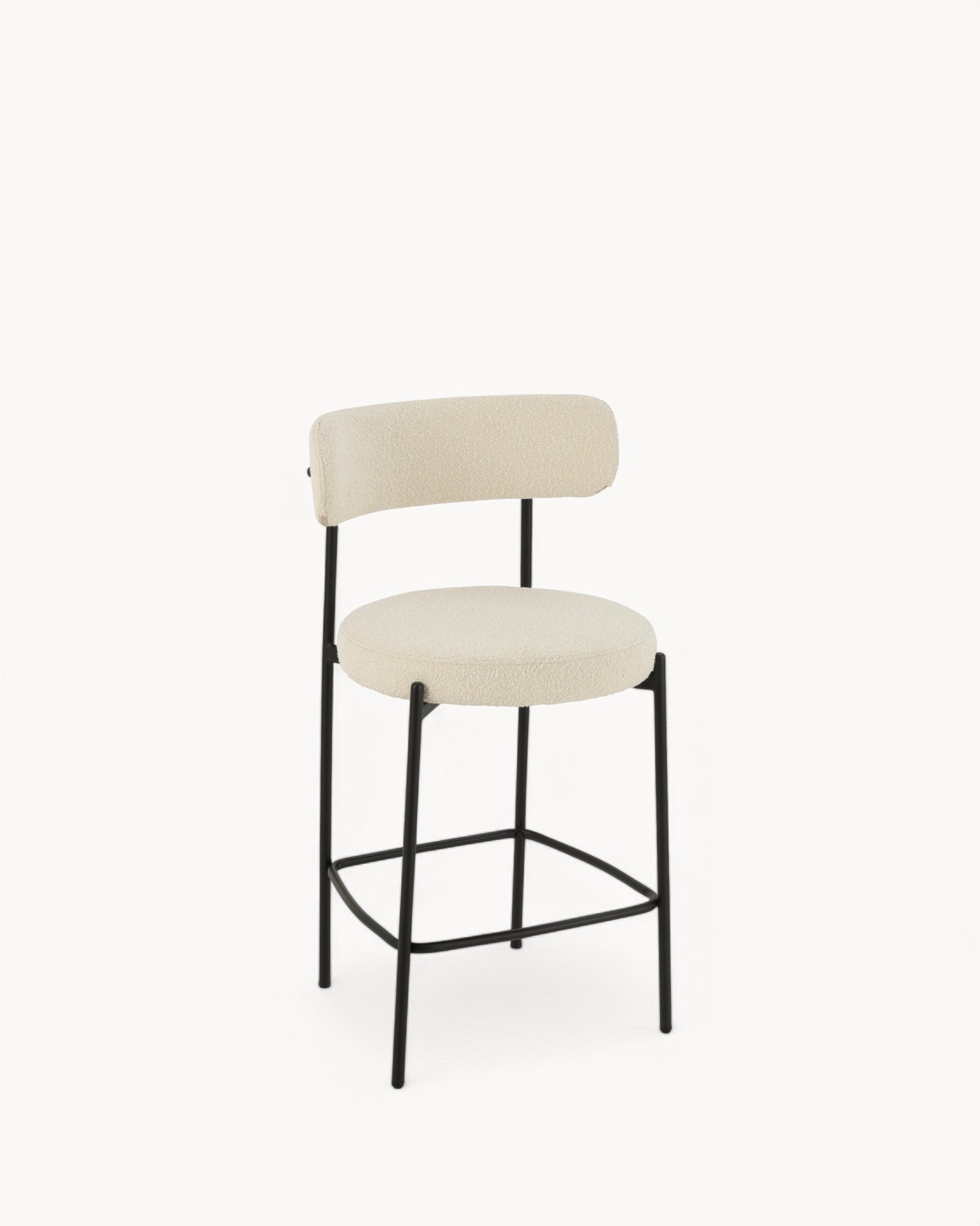 J-Line - Bar Chair Boucle - Modern White/Black - Plywood & Polyester