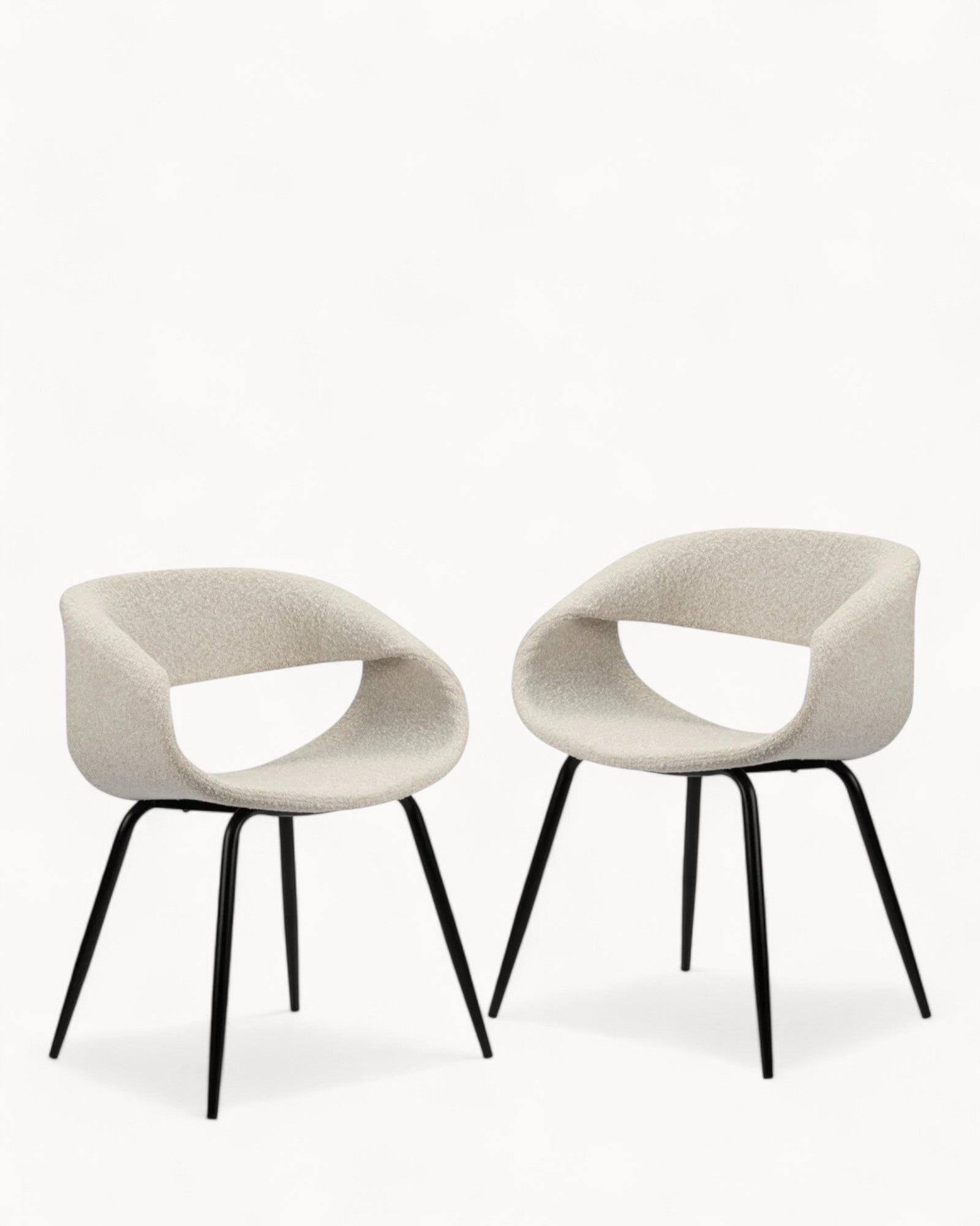 Pole To Pole - Dining chair set of 2 - White Pearl - Upholstered - Metal legs