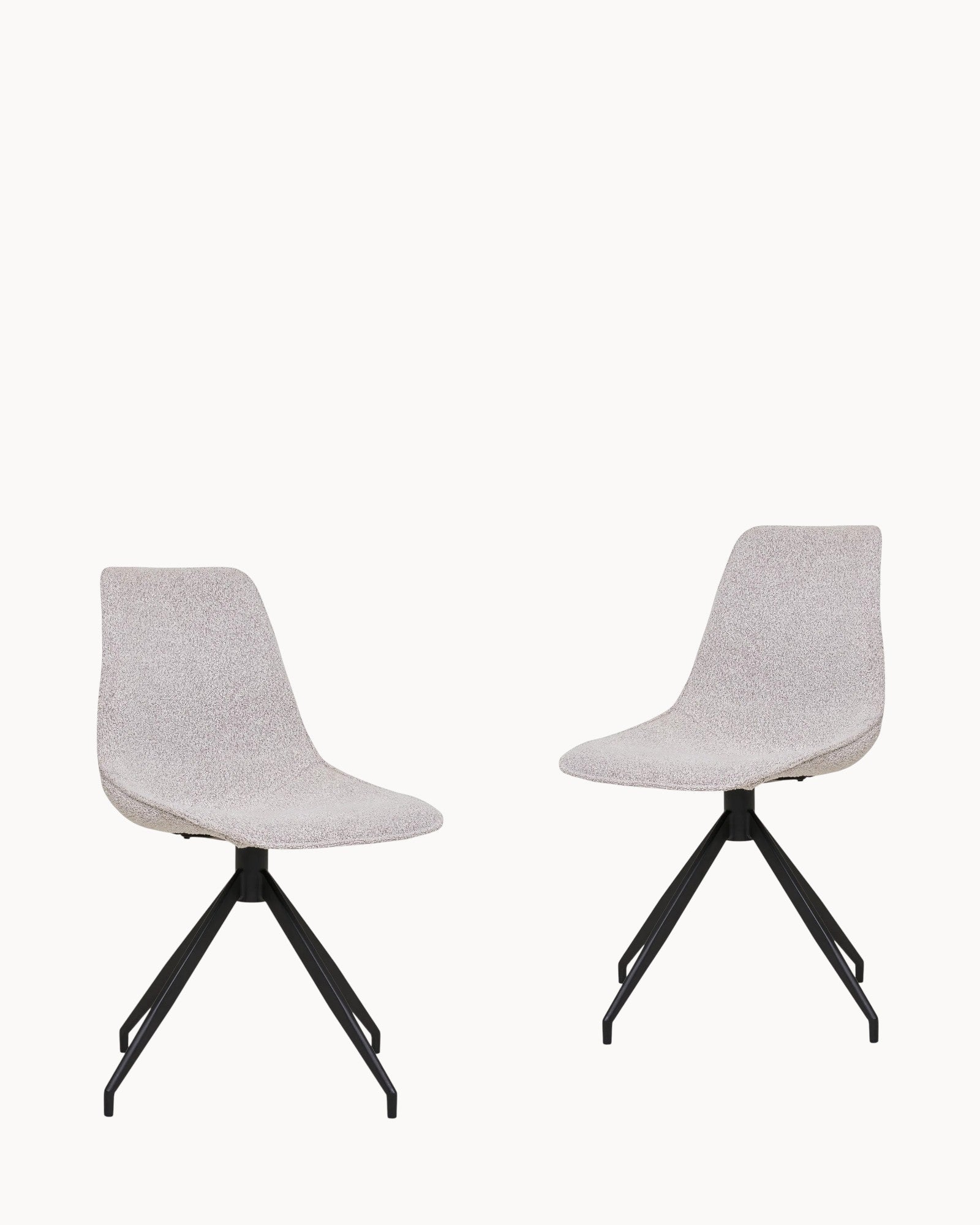 Dining Chair with Swivel Function, Set of 2 - Bouclé Sand, Black Legs