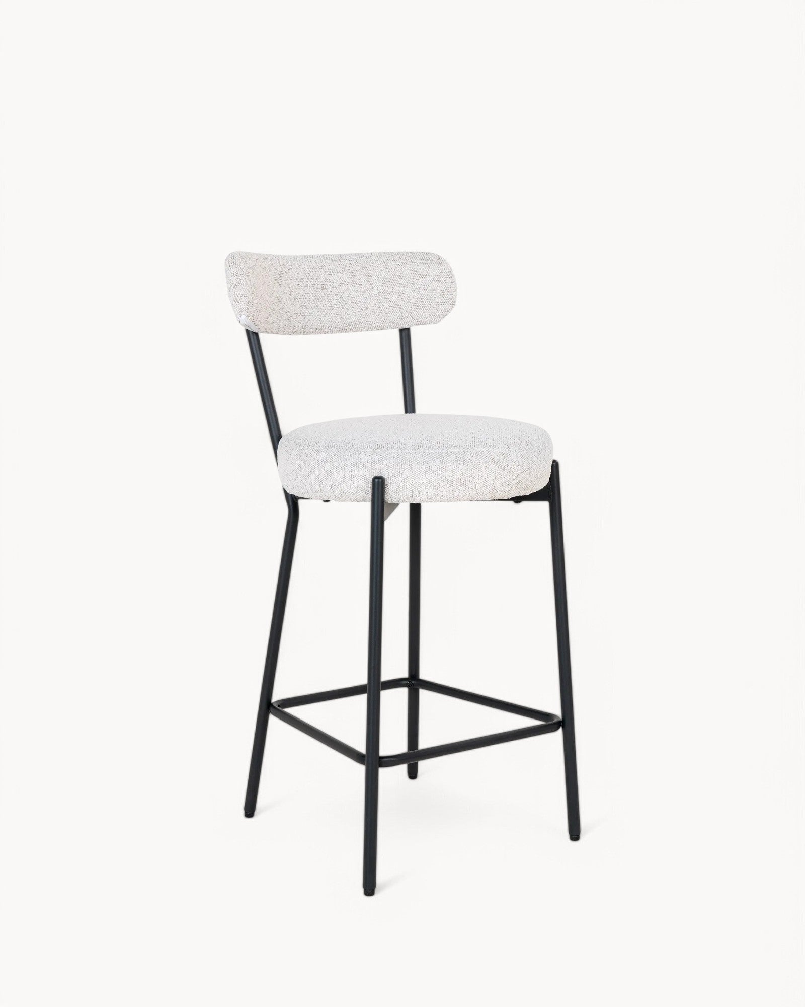 Badalona Counter Chair - White Bouclé with Black Legs, 65 cm Seat Height