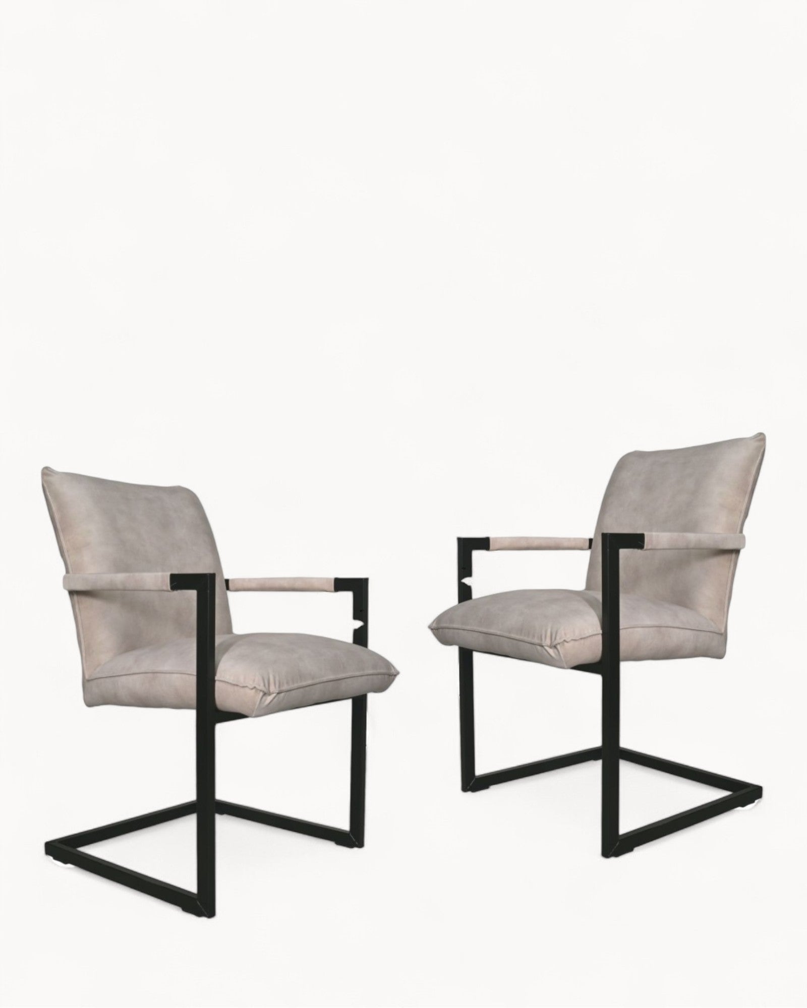 Boston Dining Chair, Set of 2 – Natural/Black – Metal Frame – 56×68×89 cm