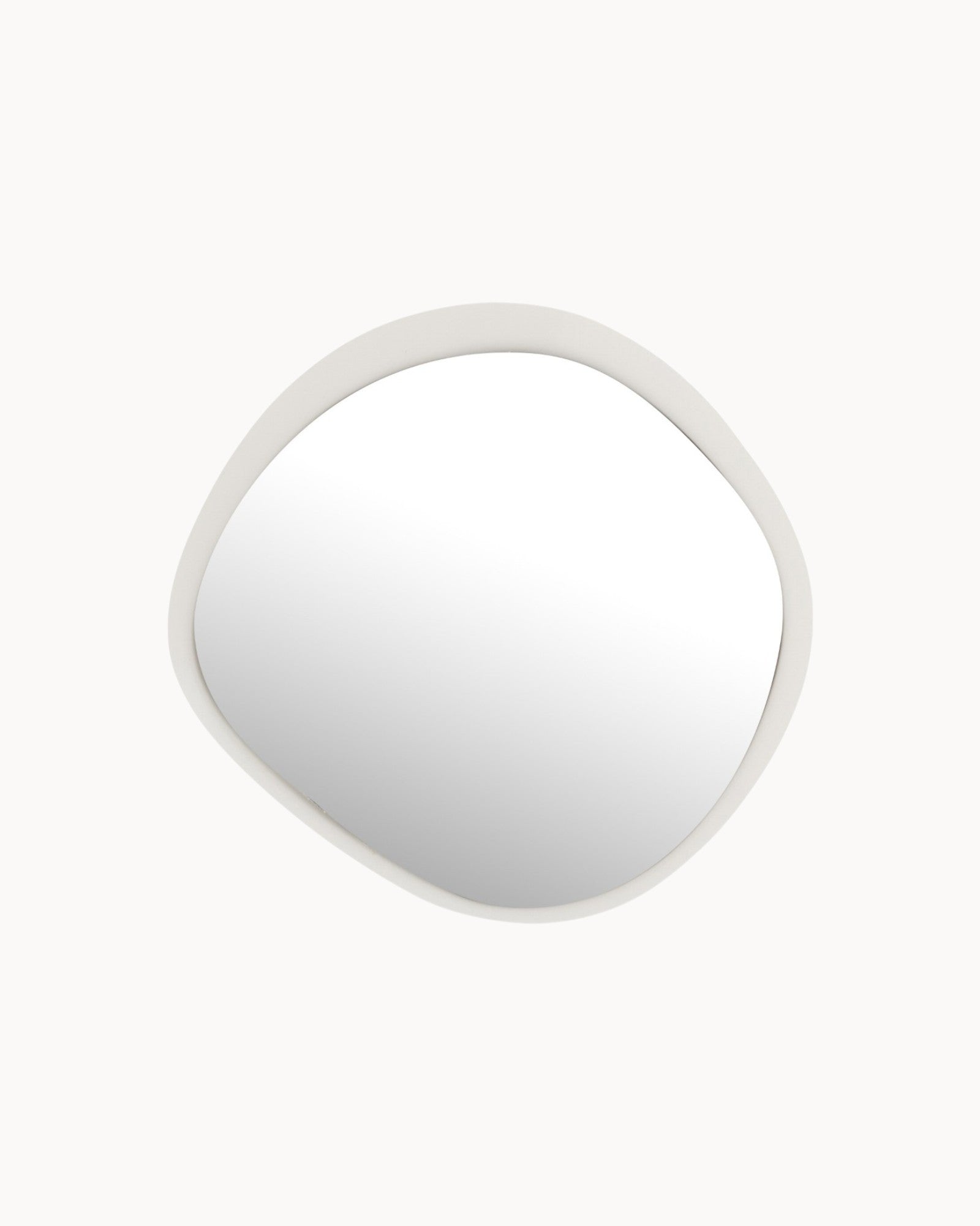 Round Wall Mirror – White Metal Frame – 60.5 cm x 58 cm