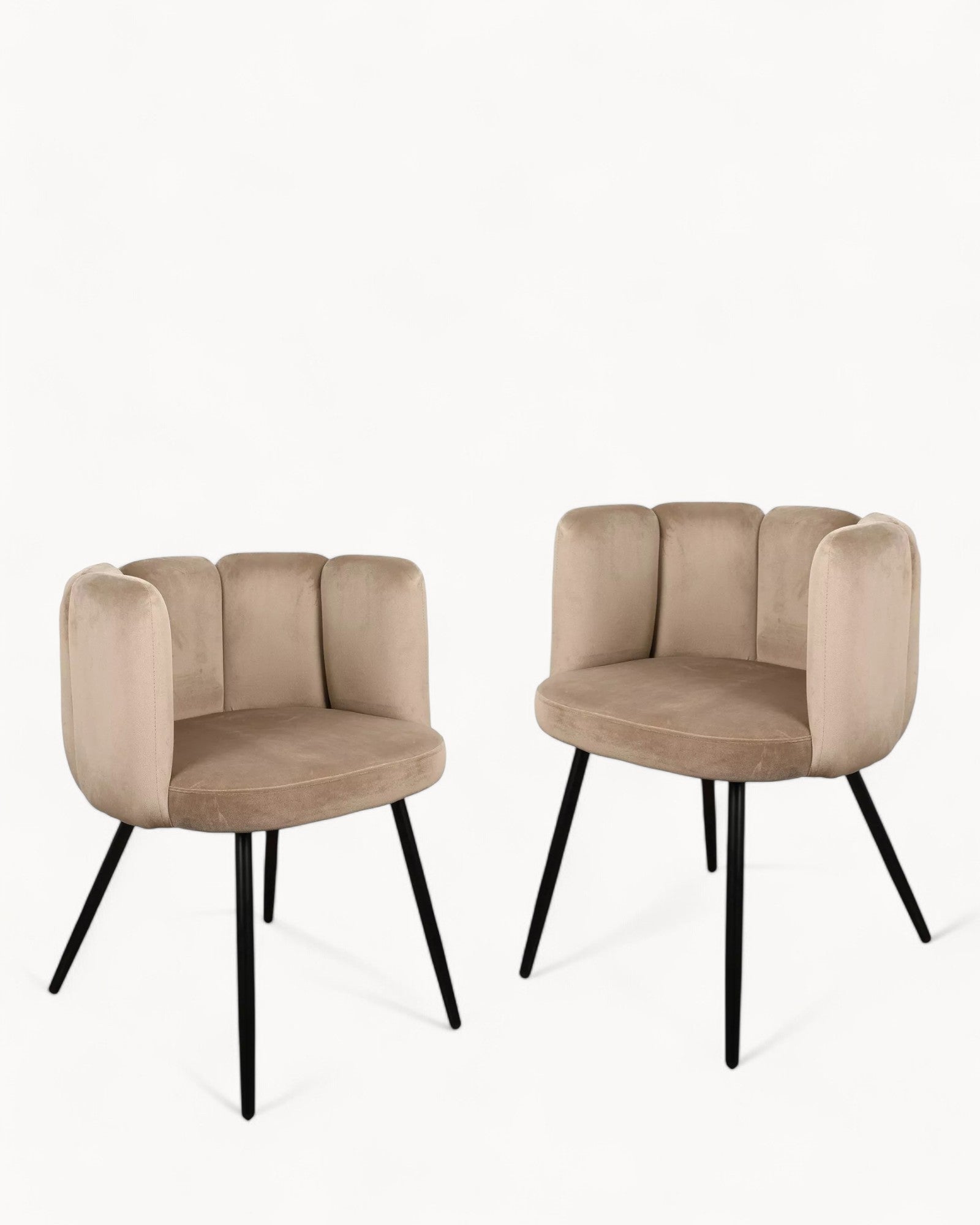 High Five Chair - Sand White Velvet - Set of 2 - Modern Design