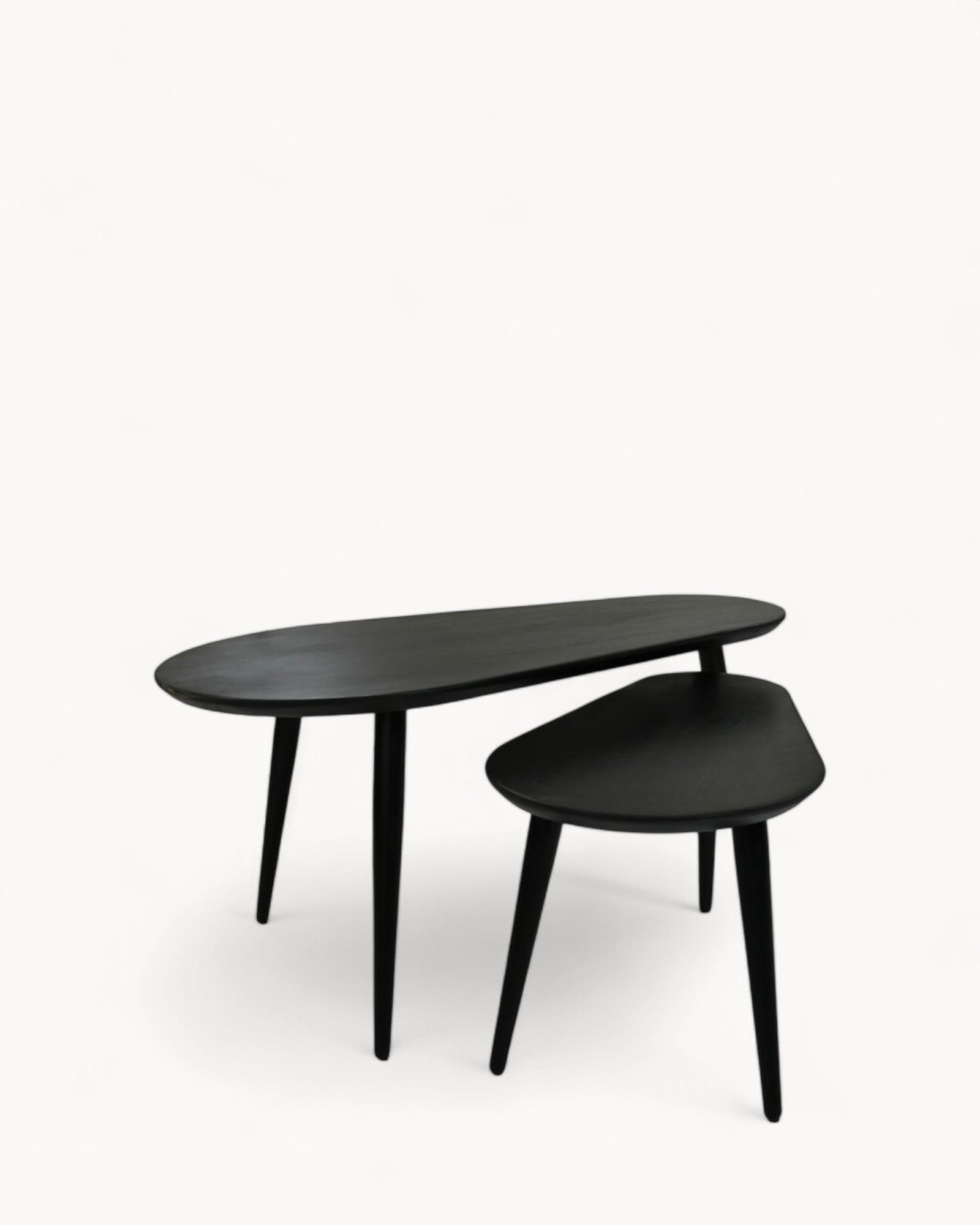 Coffee Table set Zurich - set of 2 - Acacia Wood Black - Metal Frame