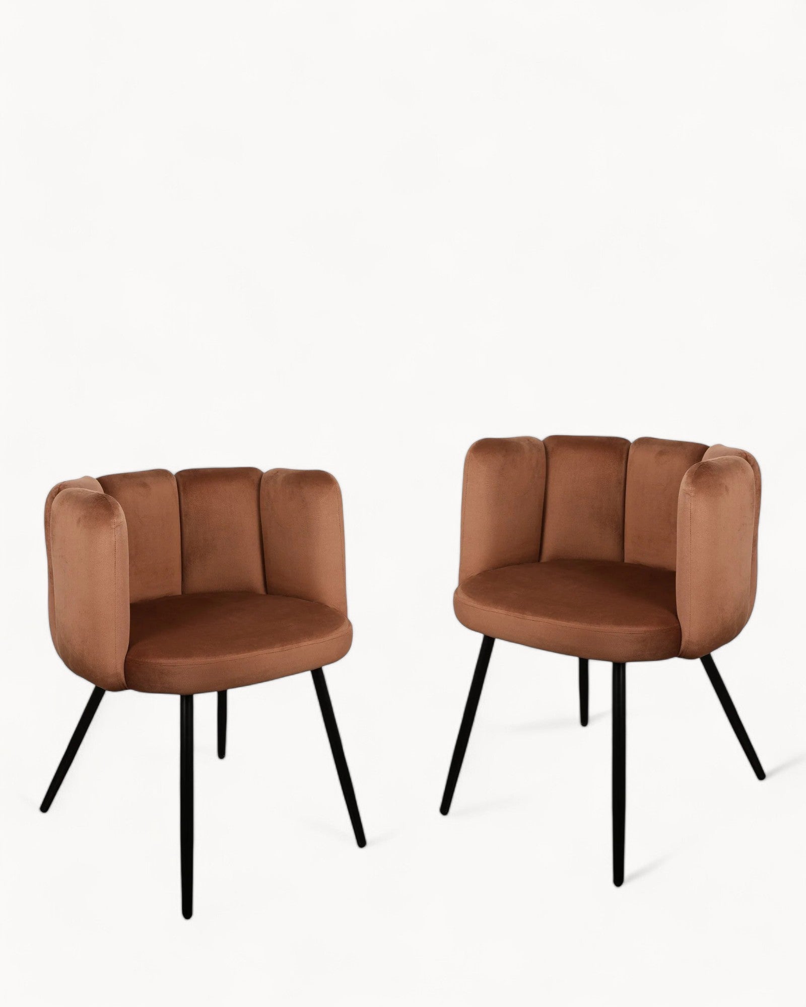 Pole To Pole - Dining Chair set of 2 - Copper-colored velvet - 48 cm seat height