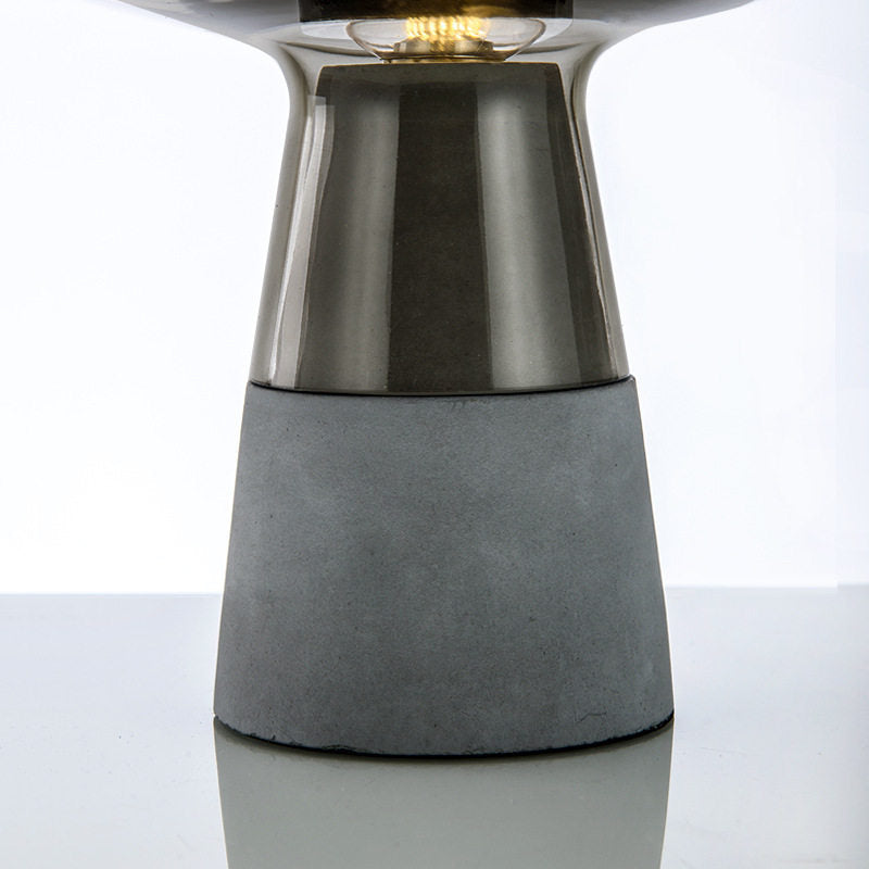 Modern Minimalist Smoked Glass Table Lamp with Concrete Base