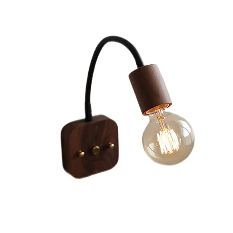 Adjustable Walnut Wood Bedside Wall Light