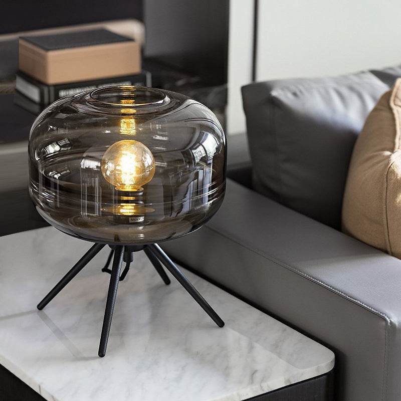 Modern Designer Table Lamp with Glass Shade in Scandinavian Style