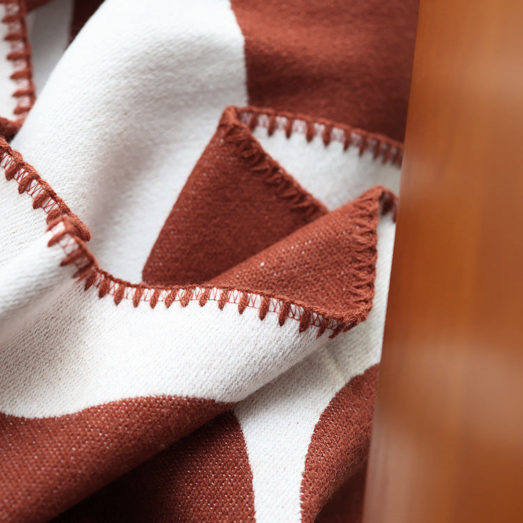 Jacquard Throw Blanket in Cashmere Look – Soft Knit Blanket in Nordic Style