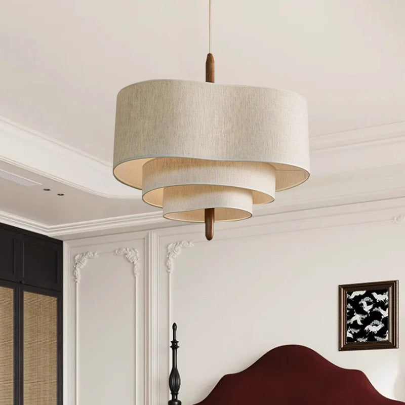 Wabi-Sabi Fabric Pendant Light with Multi-Tier Design