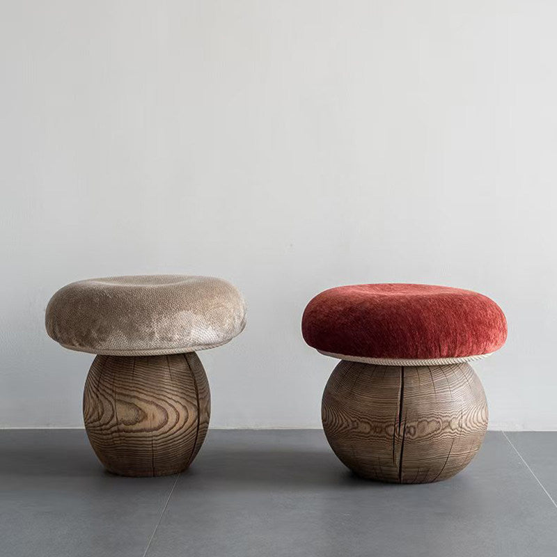 Wabi-Sabi Pilzförmiger Massivholz Hocker