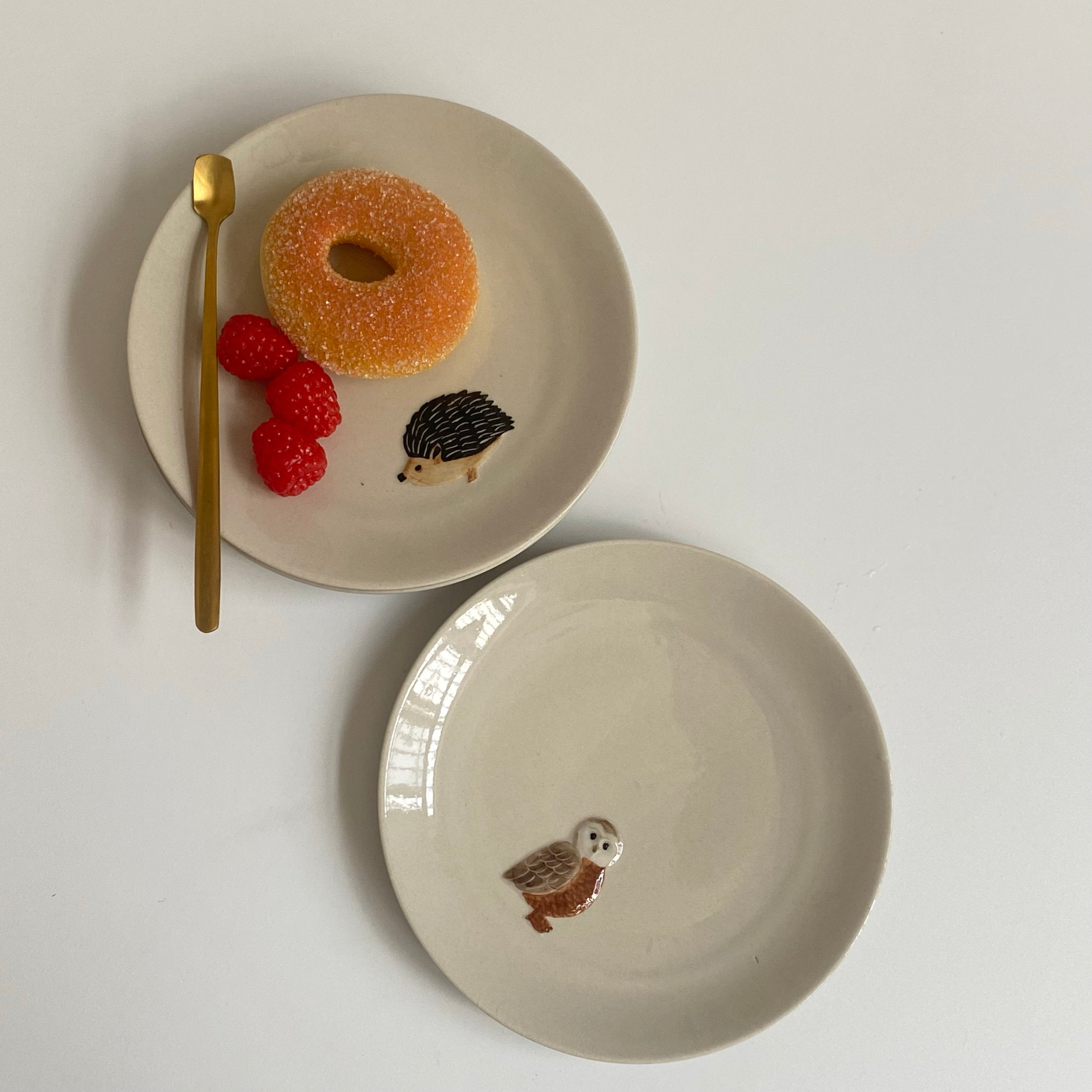 Ceramic Dessert and Snack Plate with Animal Motifs
