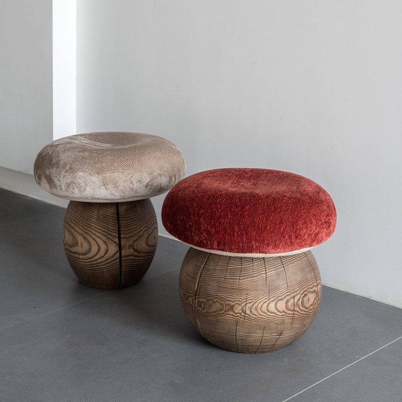 Wabi-Sabi Pilzförmiger Massivholz Hocker