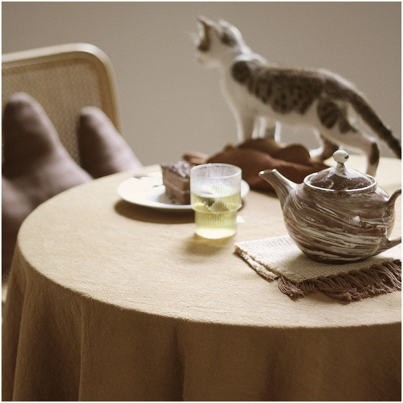Heavy Ramie-Linen Tablecloth with Tassel Border
