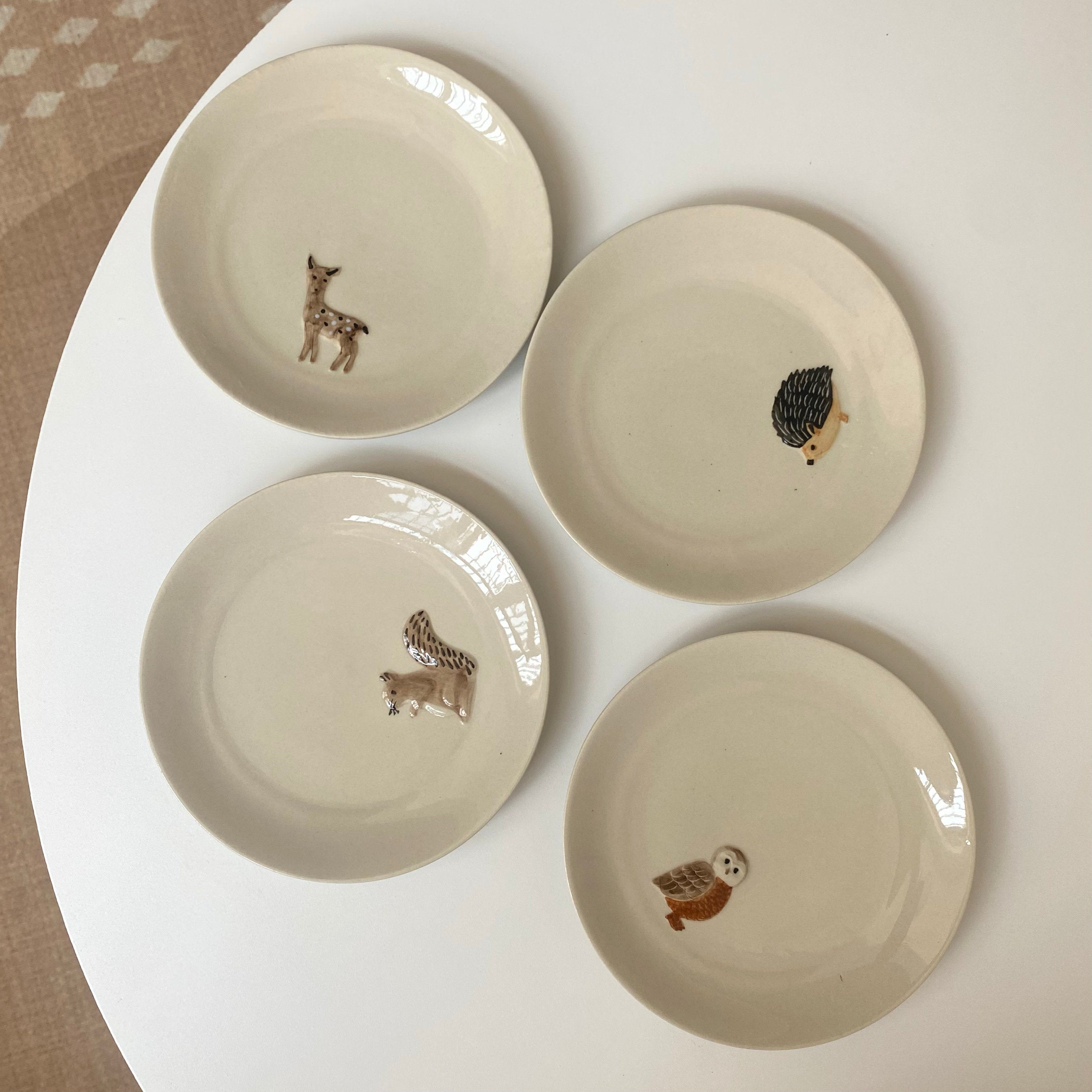 Ceramic Dessert and Snack Plate with Animal Motifs