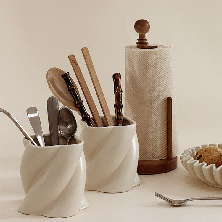 Minimalist Ceramic Utensil Holder in Sculptural Design