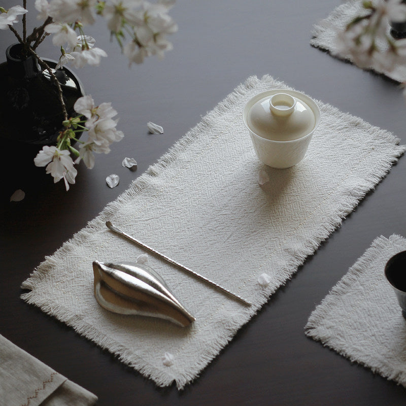 Embroidered Double-Layer Linen-Cotton Coaster and Tea Table Runner