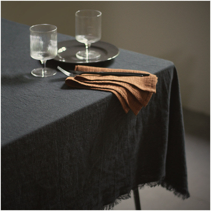 Heavy Ramie-Linen Tablecloth with Tassel Border