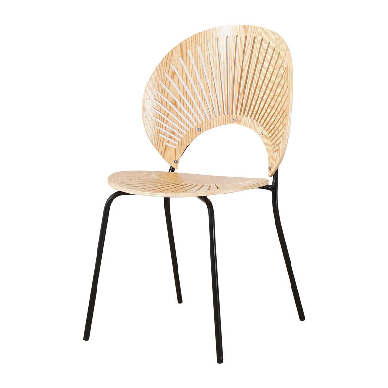Minimalist Shell-Shaped Solid Wood Dining Chair