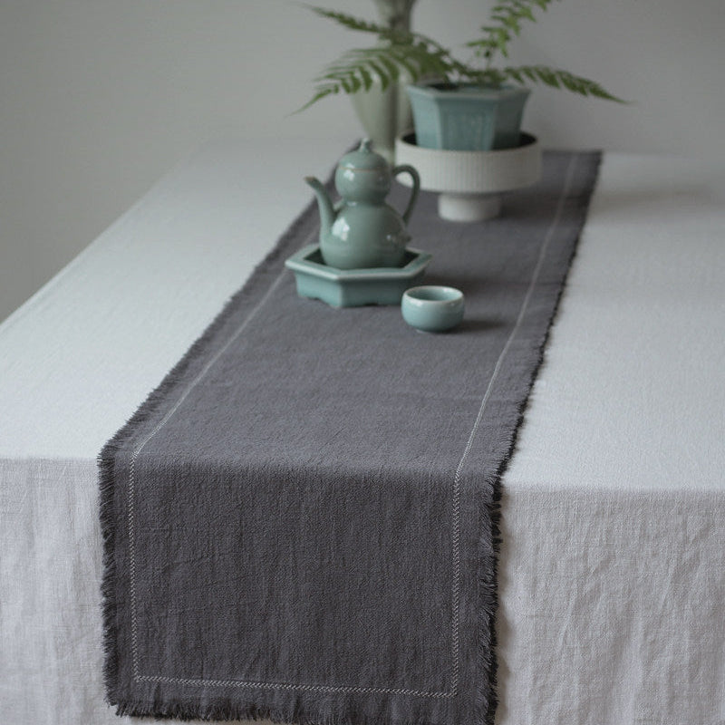Embroidered Extra-Thick Ramie-Cotton Table Runner