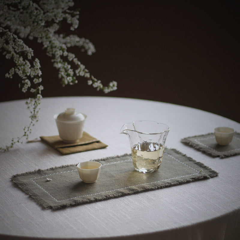 Embroidered Double-Layer Linen-Cotton Coaster and Tea Table Runner