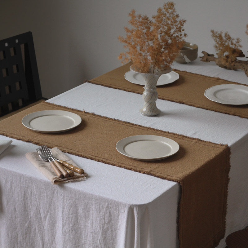 Embroidered Extra-Thick Ramie-Cotton Table Runner