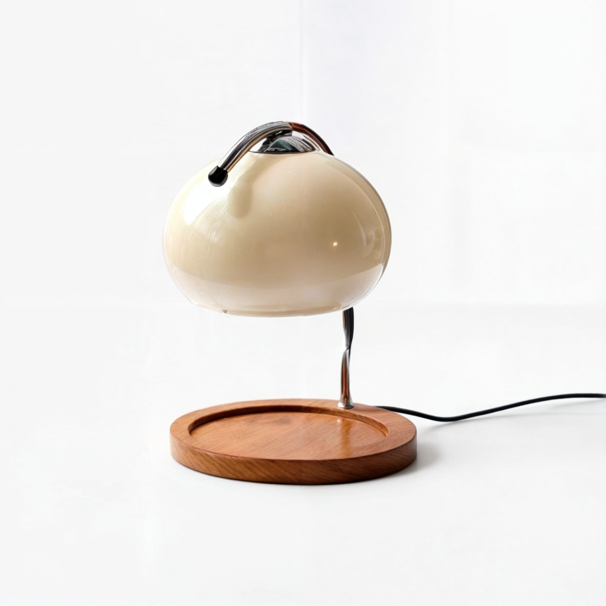 Vintage Glas Tischlampen Kerzenwärmer | Bauhaus-Stil, Holzsockel, Glasabdeckung, LED-Leuchtmittel, Dimmbar