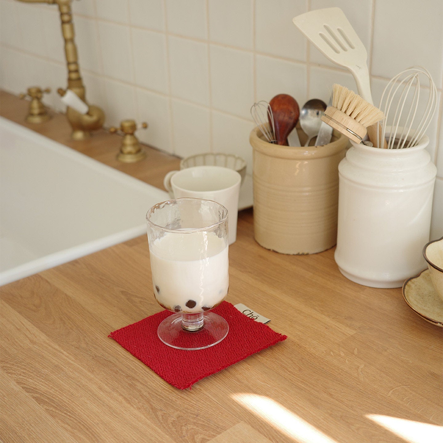 Handwoven Cotton Coaster in Vintage Style