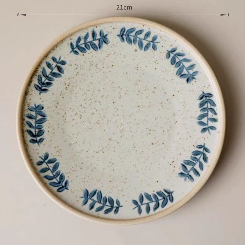 Handcrafted Hand-Painted Breakfast Plate in Blue and White