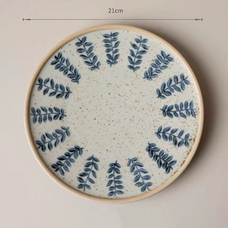 Handcrafted Hand-Painted Breakfast Plate in Blue and White