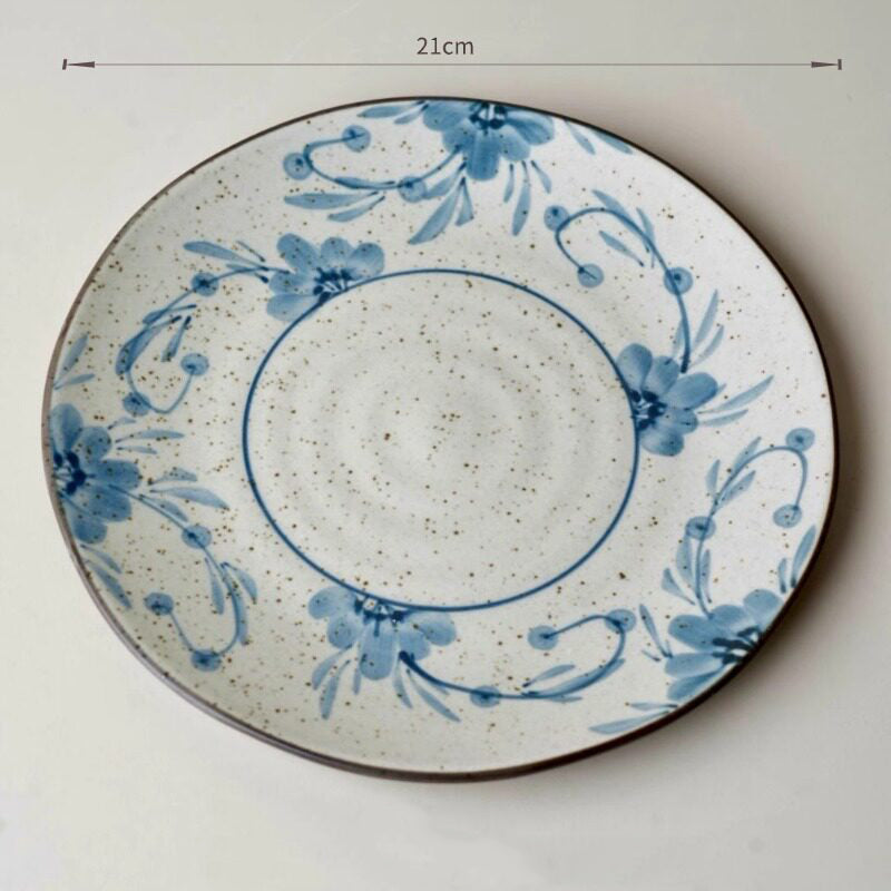 Handcrafted Hand-Painted Breakfast Plate in Blue and White