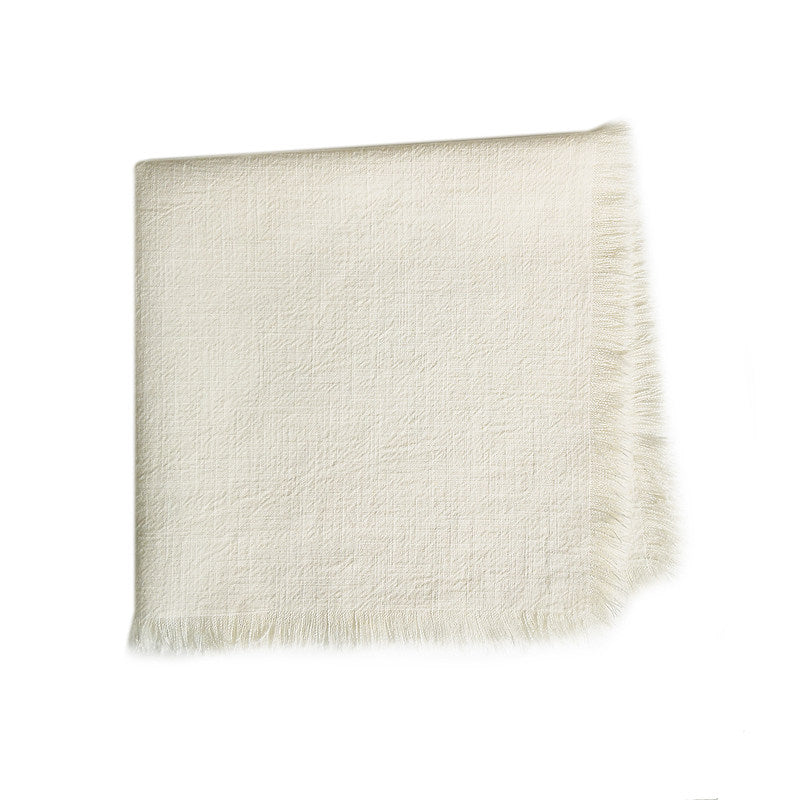 Solid Ramie-Cotton Napkin with Fringe Edge