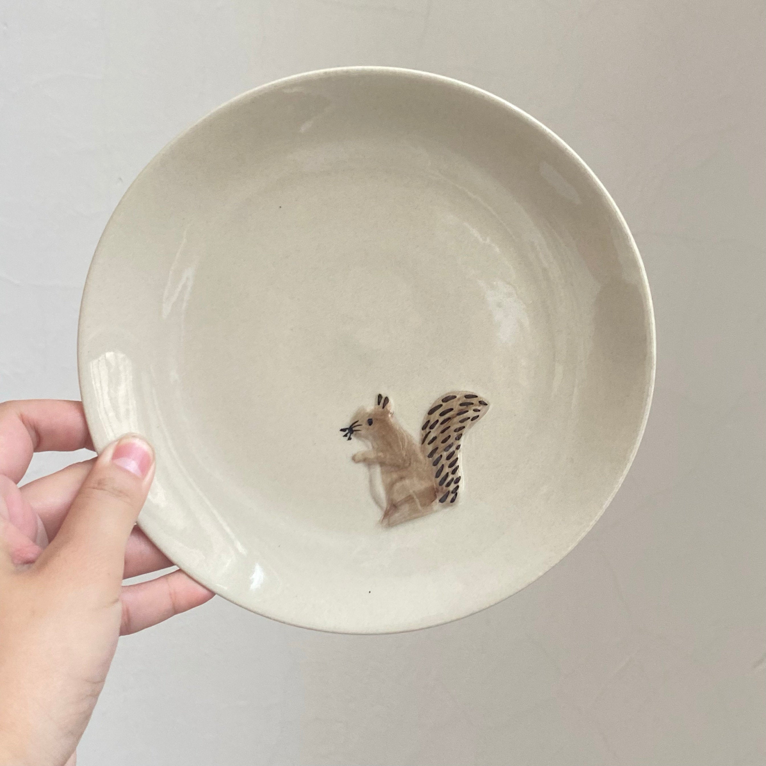 Ceramic Dessert and Snack Plate with Animal Motifs