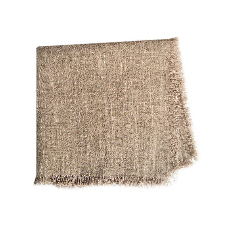 Solid Ramie-Cotton Napkin with Fringe Edge