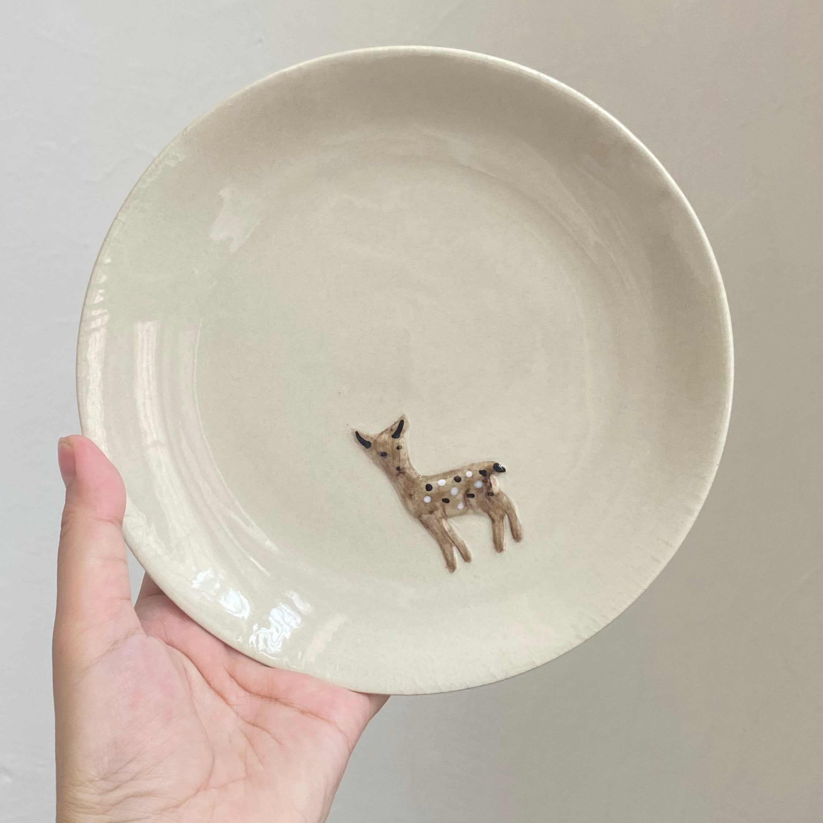 Ceramic Dessert and Snack Plate with Animal Motifs