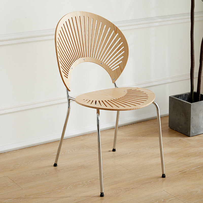 Minimalist Shell-Shaped Solid Wood Dining Chair