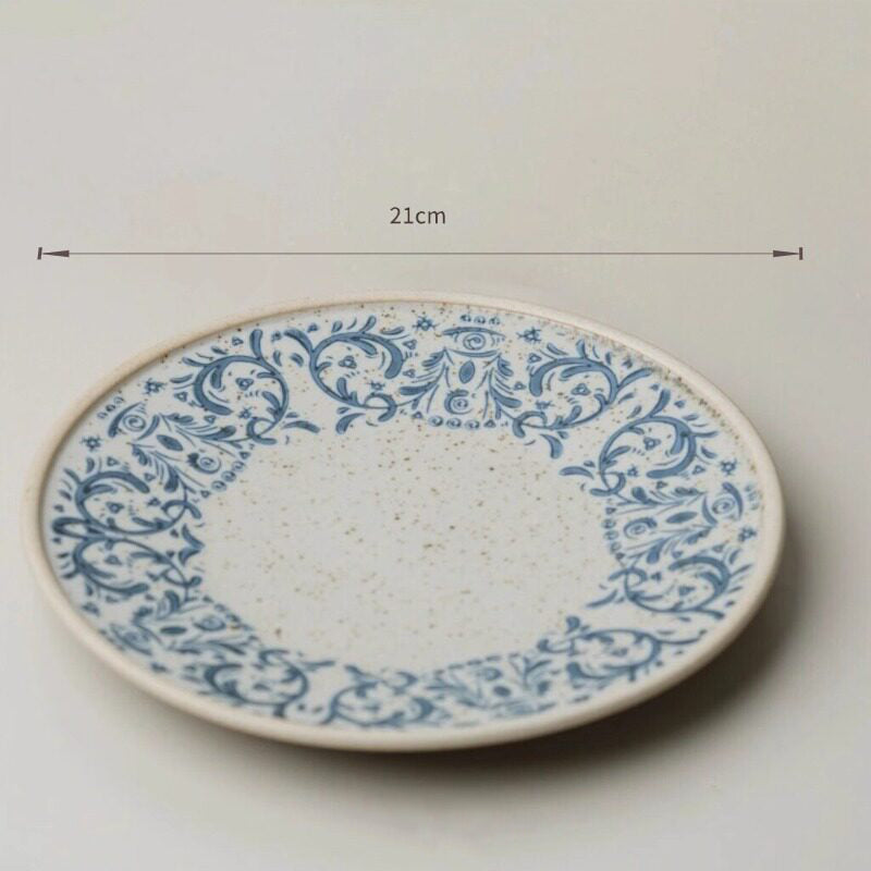Handcrafted Hand-Painted Breakfast Plate in Blue and White