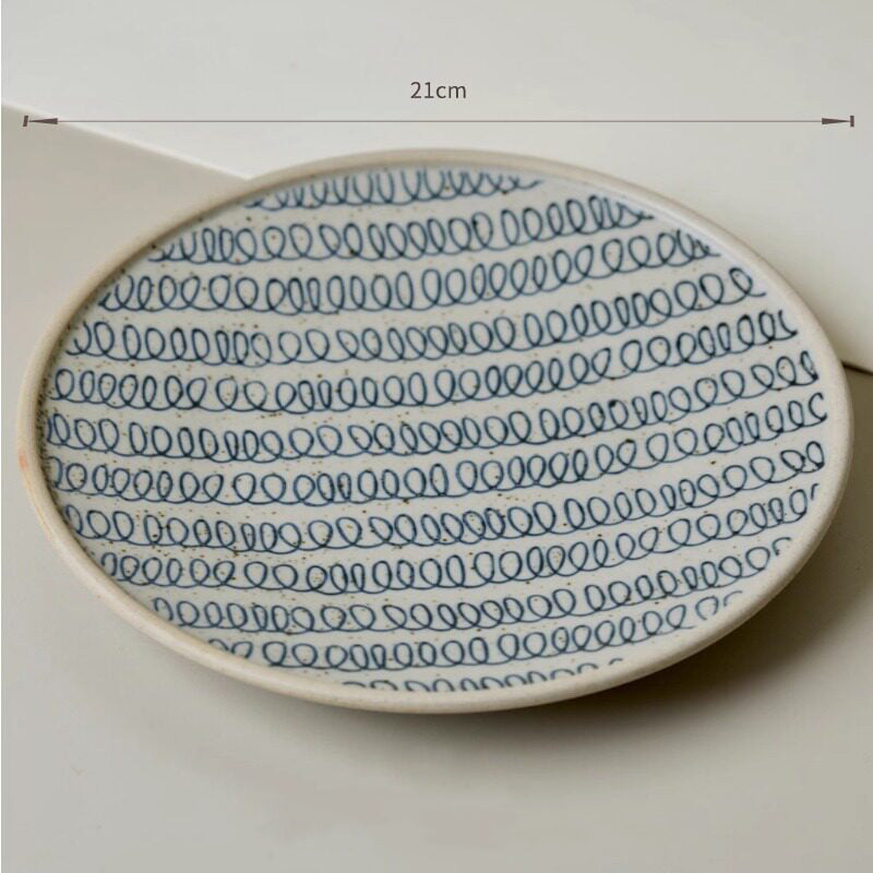 Handcrafted Hand-Painted Breakfast Plate in Blue and White