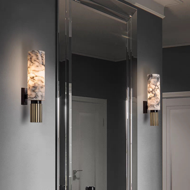 Modern Luxury Brass Wall Lamp with Marble Look