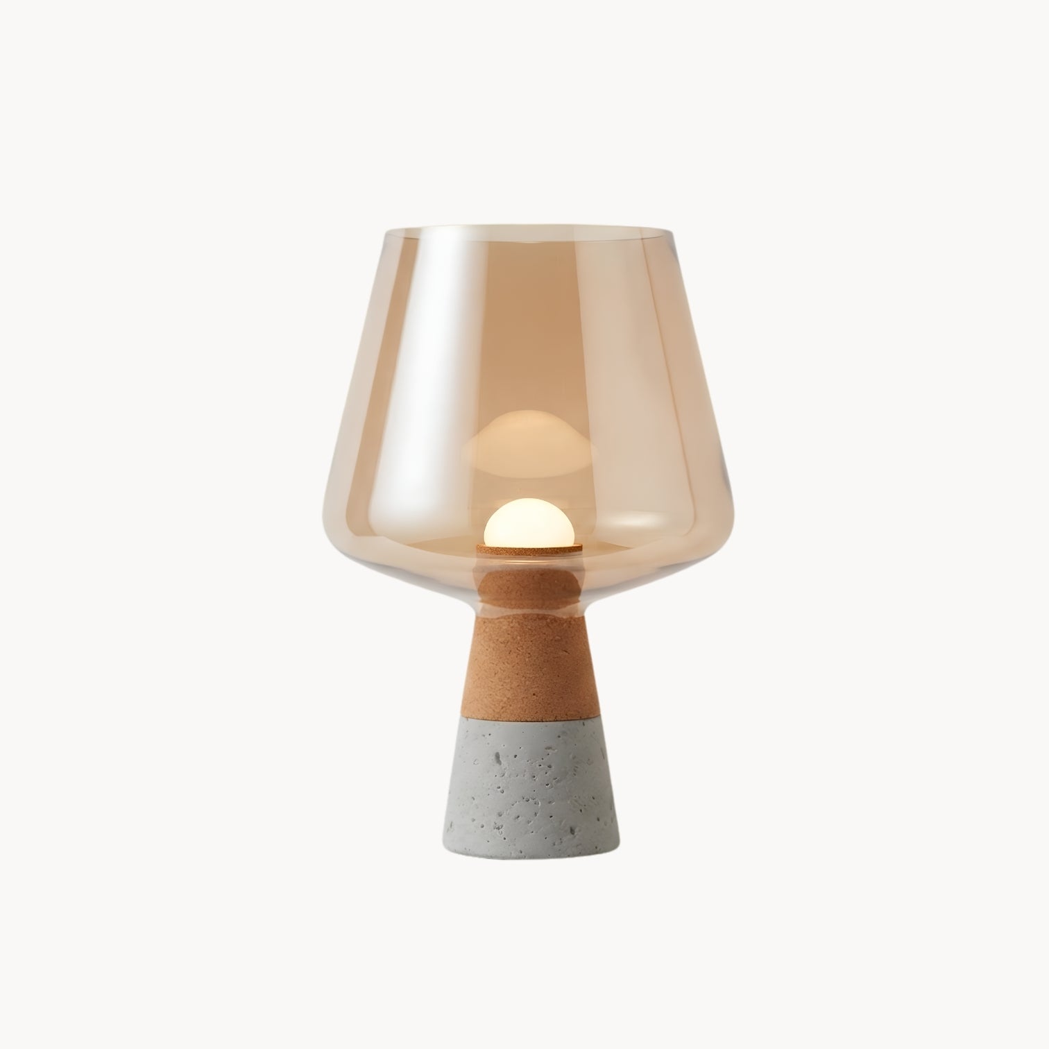 Modern Minimalist Smoked Glass Table Lamp with Concrete Base