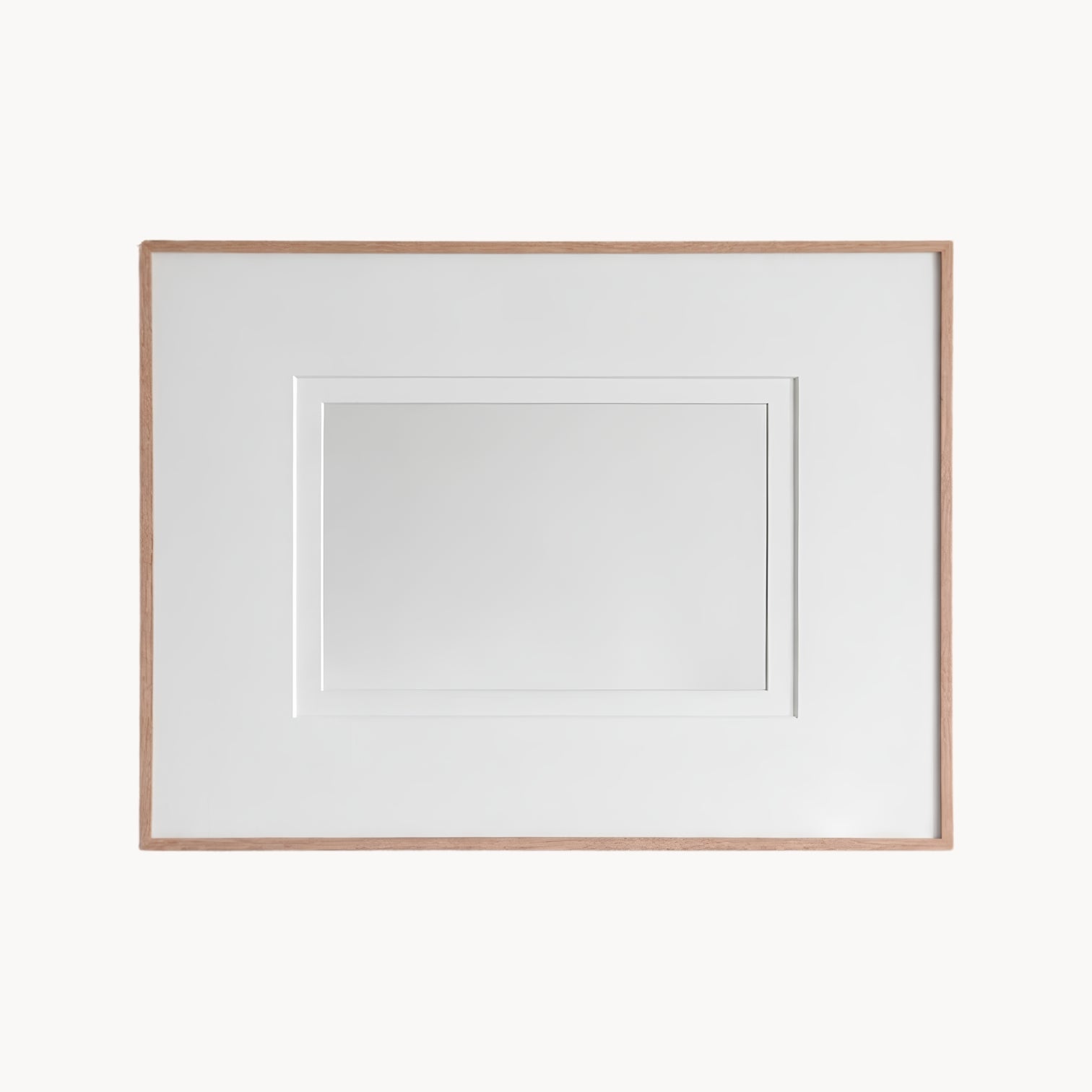 French Wall Mirror with Walnut Frame – Vintage Mid-Century Decor in Minimalist Style