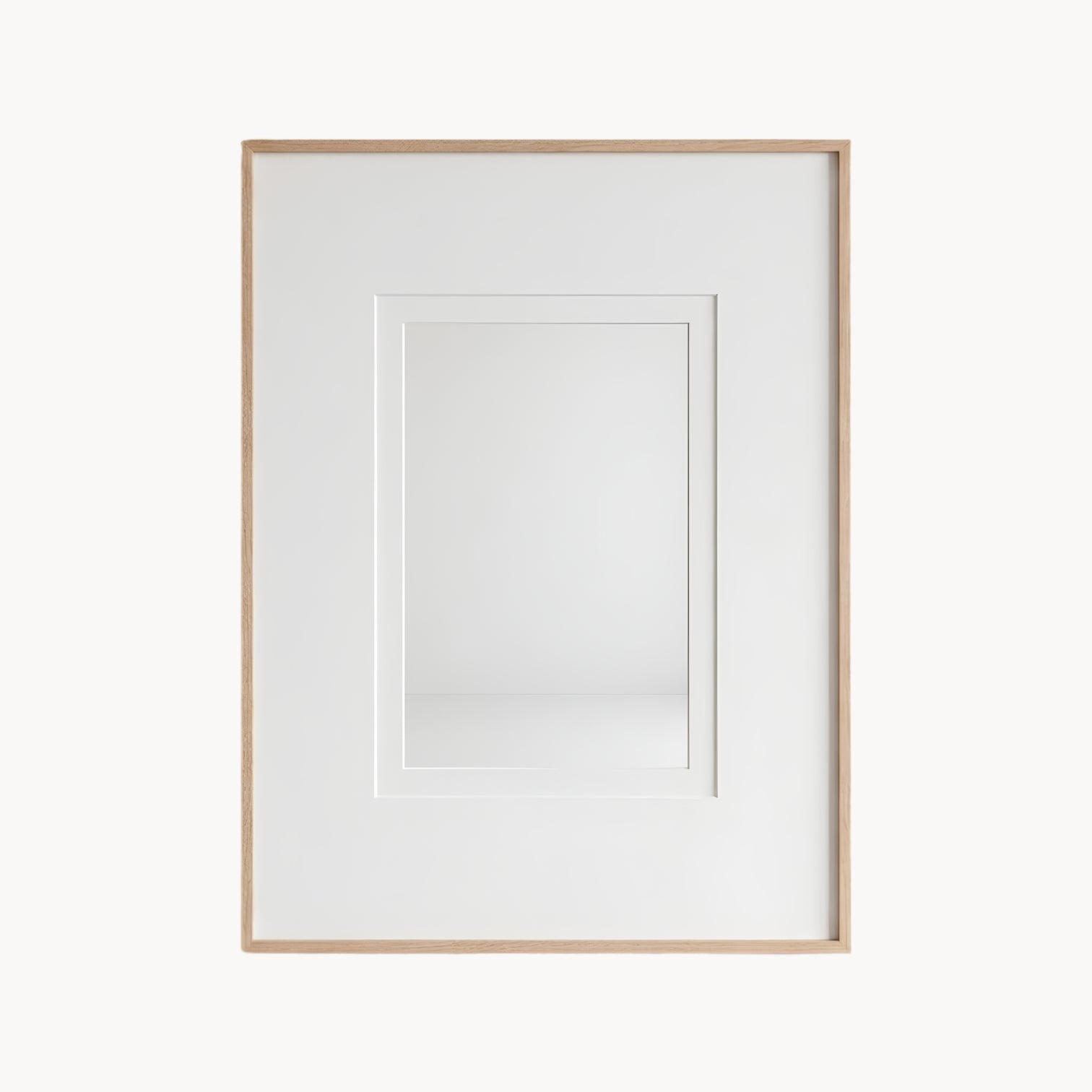French Wall Mirror with Walnut Frame – Vintage Mid-Century Decor in Minimalist Style