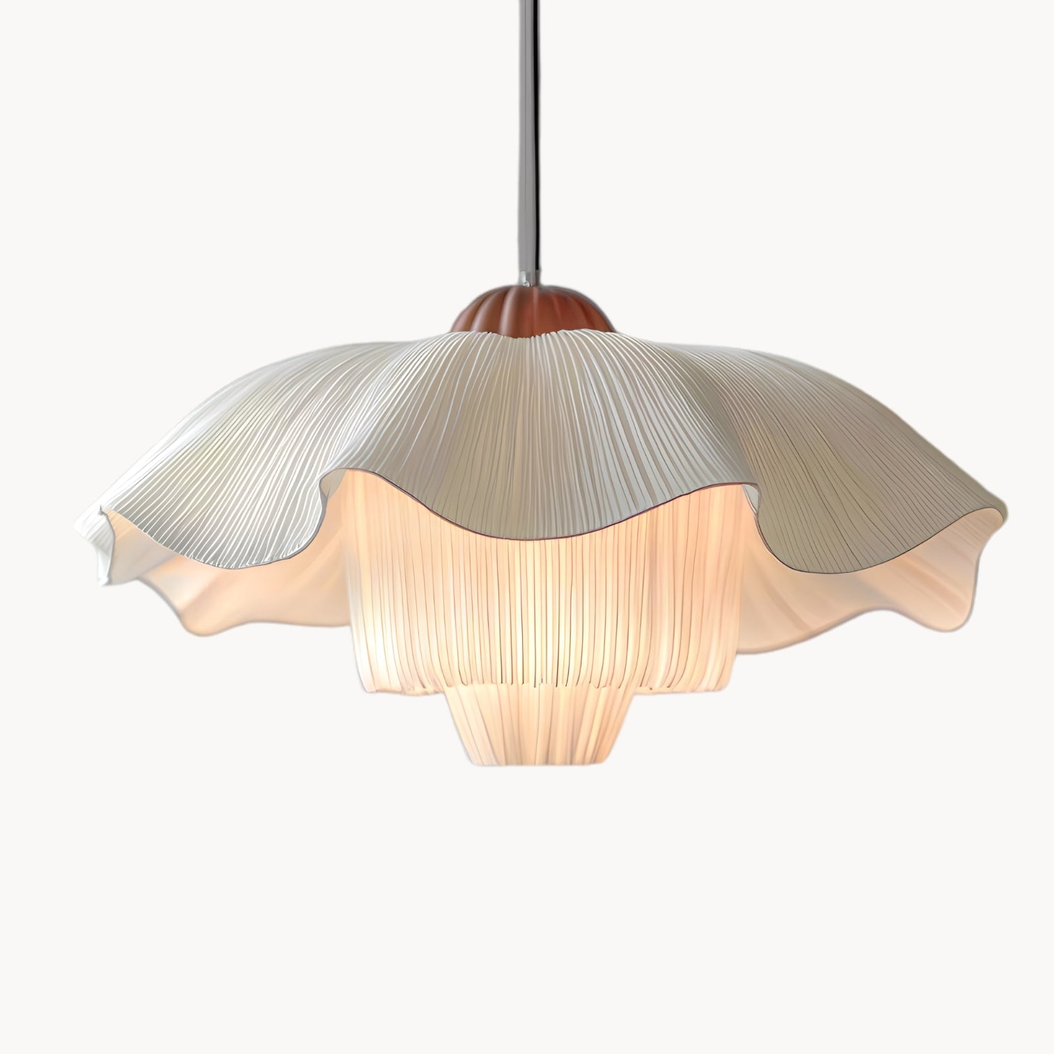 French-Inspired Pendant Light with Fabric Shade in Romantic Design